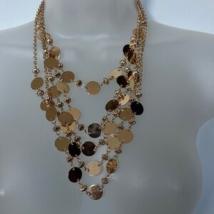 JCPenney Gold Multi-Layer Disc Necklace